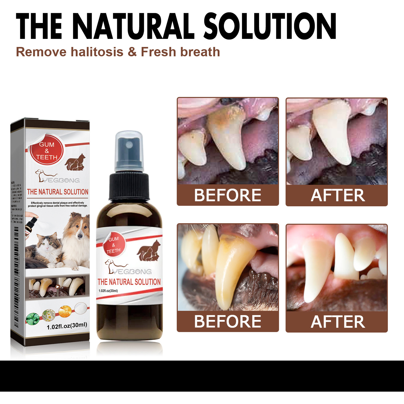 Pet Dental spray bad breathe eliminator removes tartar and plaques for fresh breathe 30ml