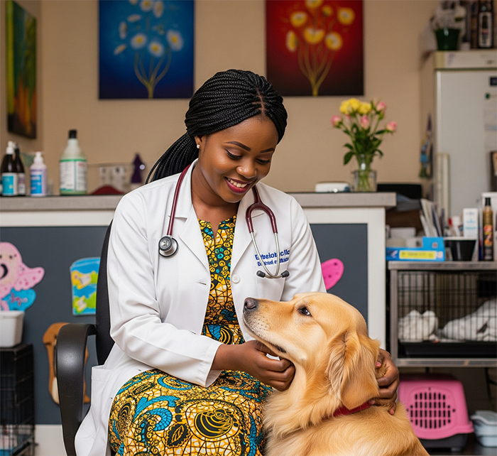Veterinary doctor with dog