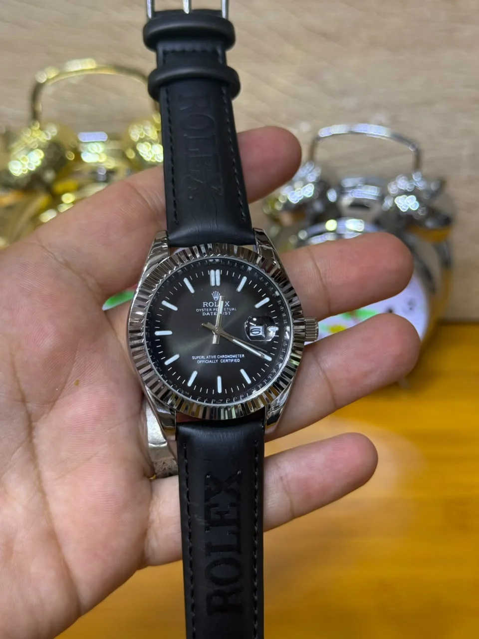 rolex cuire stel automatique 