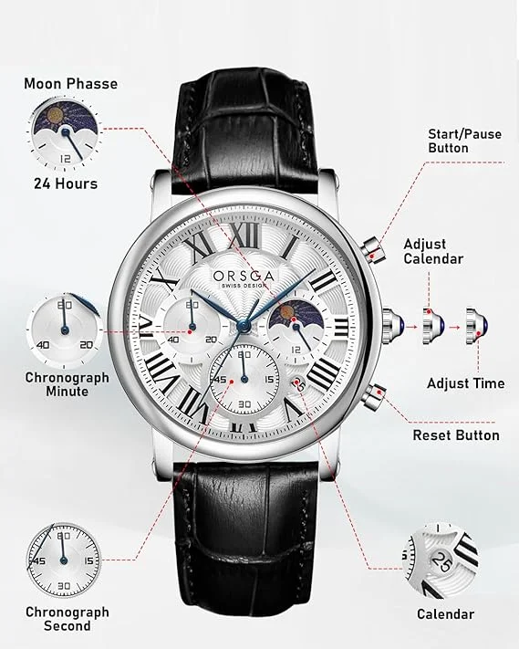 ORSGA CHRONOGHRAPHE AVEC BARCLET EN CUIR ORIGINAL vue 3