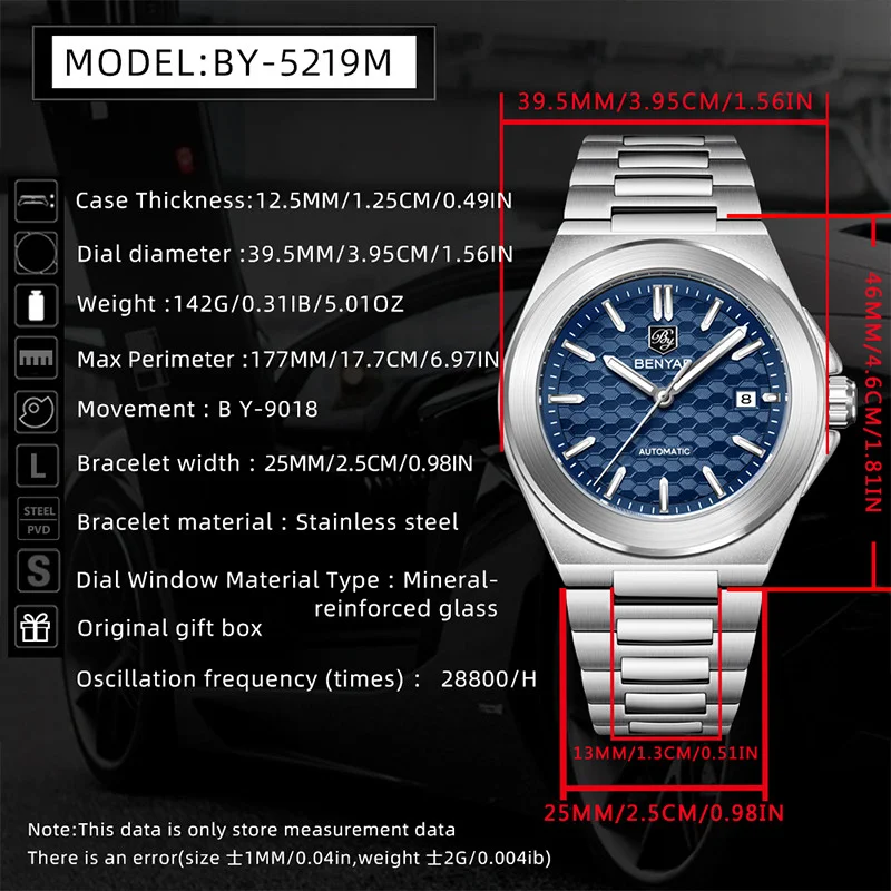 BENYAR AUTOMATIC BY-5219M original  vue 6