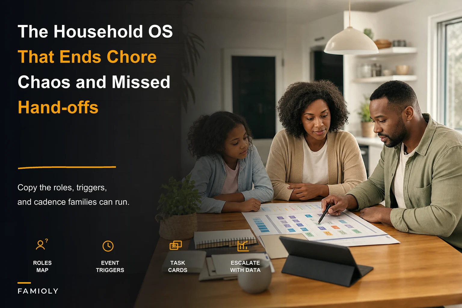 Household operating system template: roles, triggers, and a cadence matrix families can copy