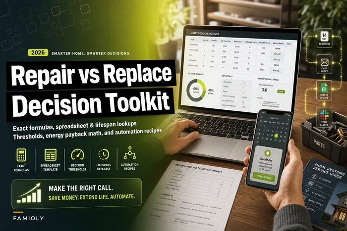 Repair‑vs‑Replace Toolkit: exact formulas, spreadsheet template, thresholds, lifespans and automation recipes