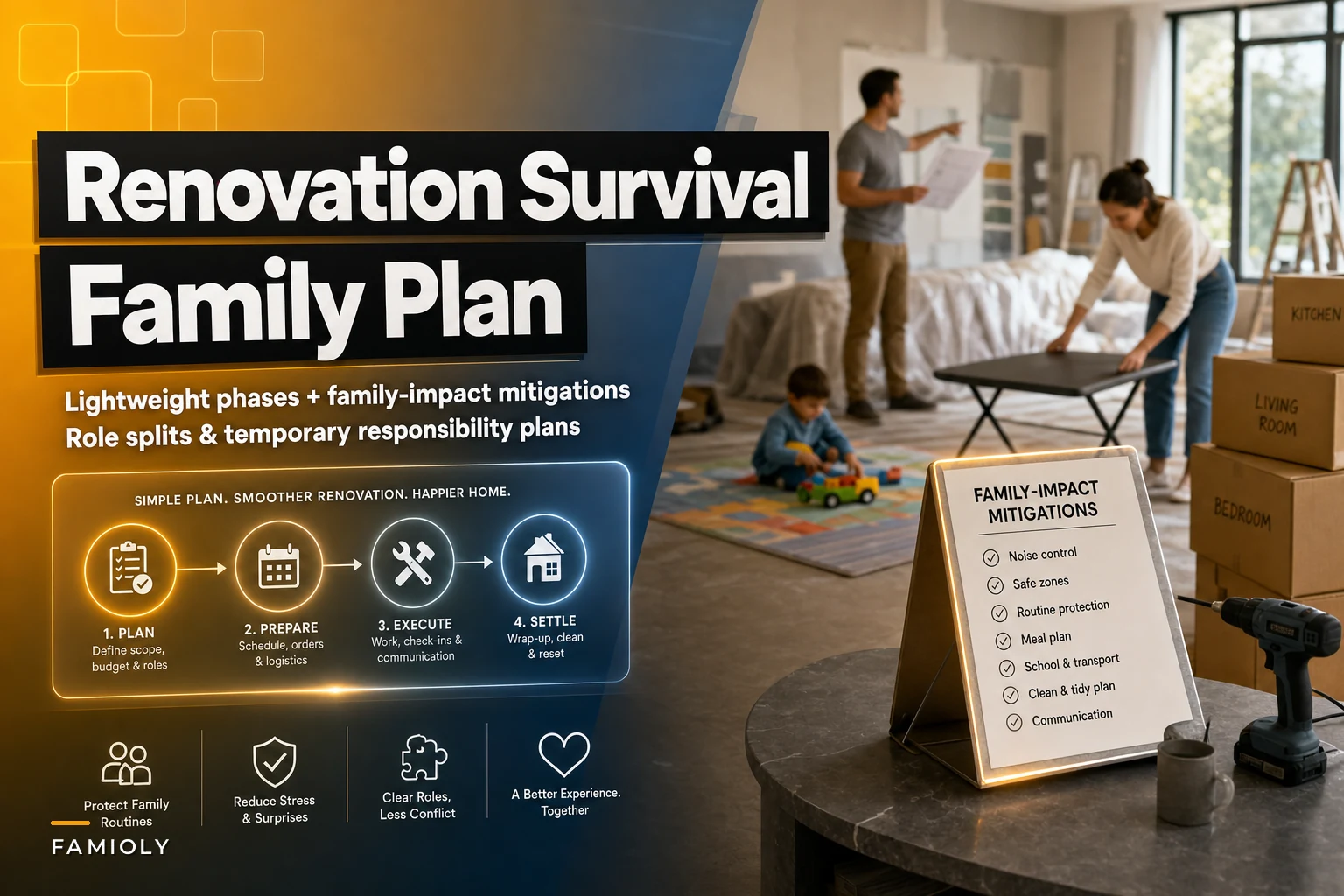 Stop renovations from derailing family life: a lightweight project plan with family‑impact mitigations