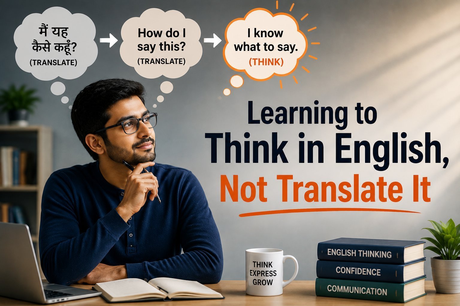 Cover image for Learning to Think in English, Not Translate It
