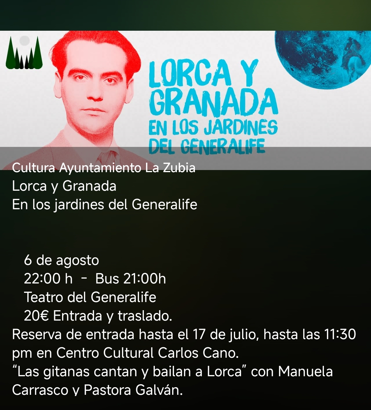 Lorca y Granada en los Jardines del Generalife