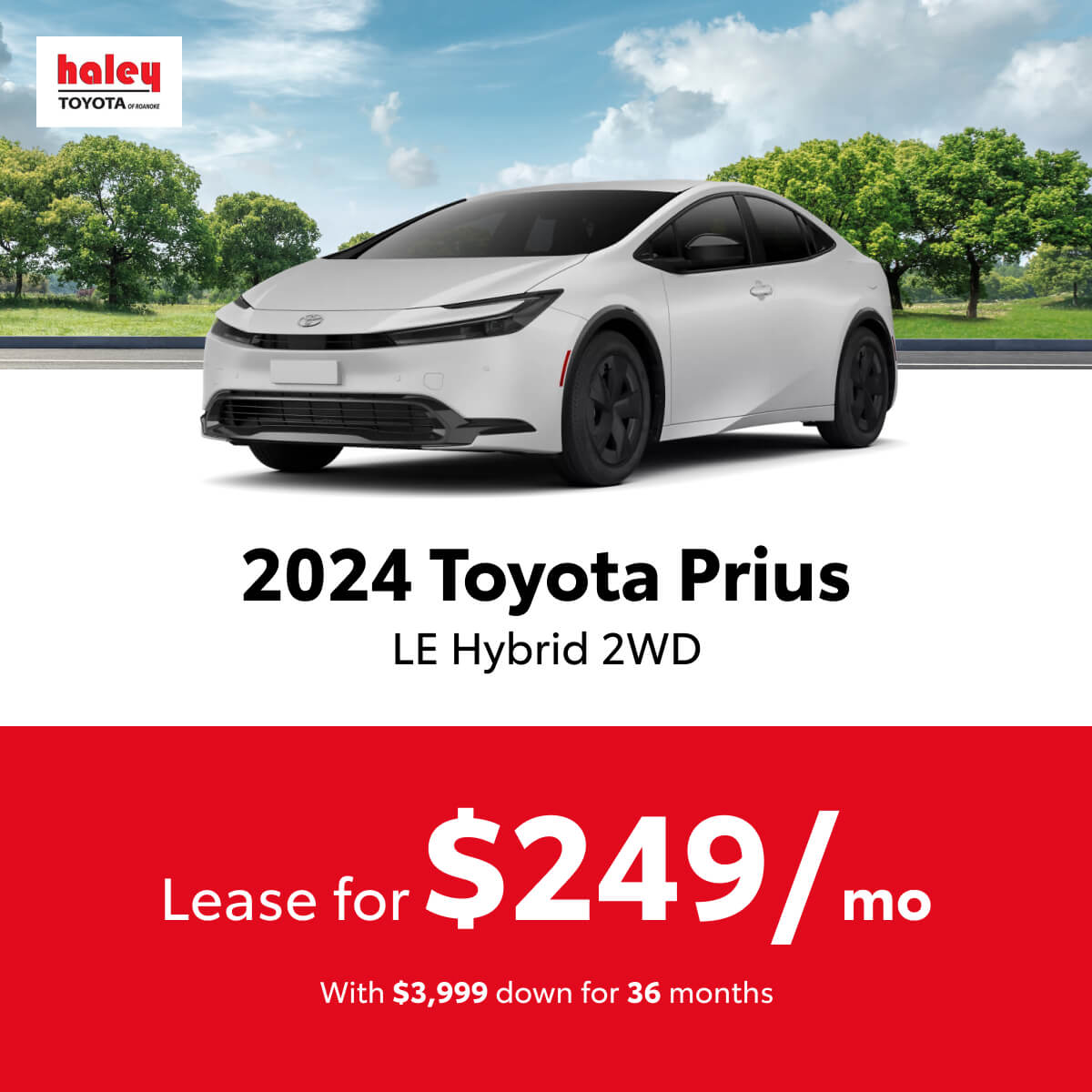 2024 Toyota Prius Lease $249 per month for 36 months
