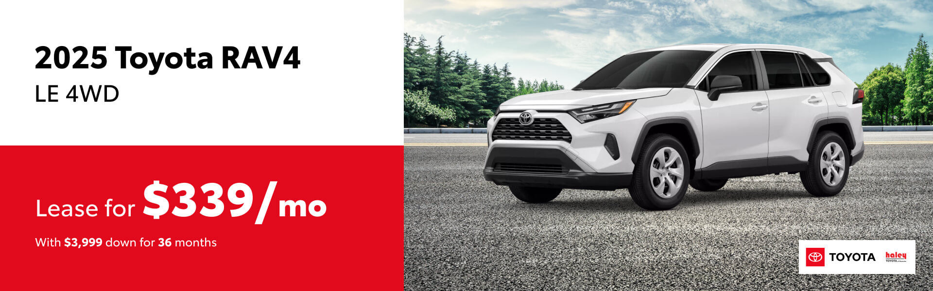 2025 Toyota RAV4 Lease $339 per month for 36 months
