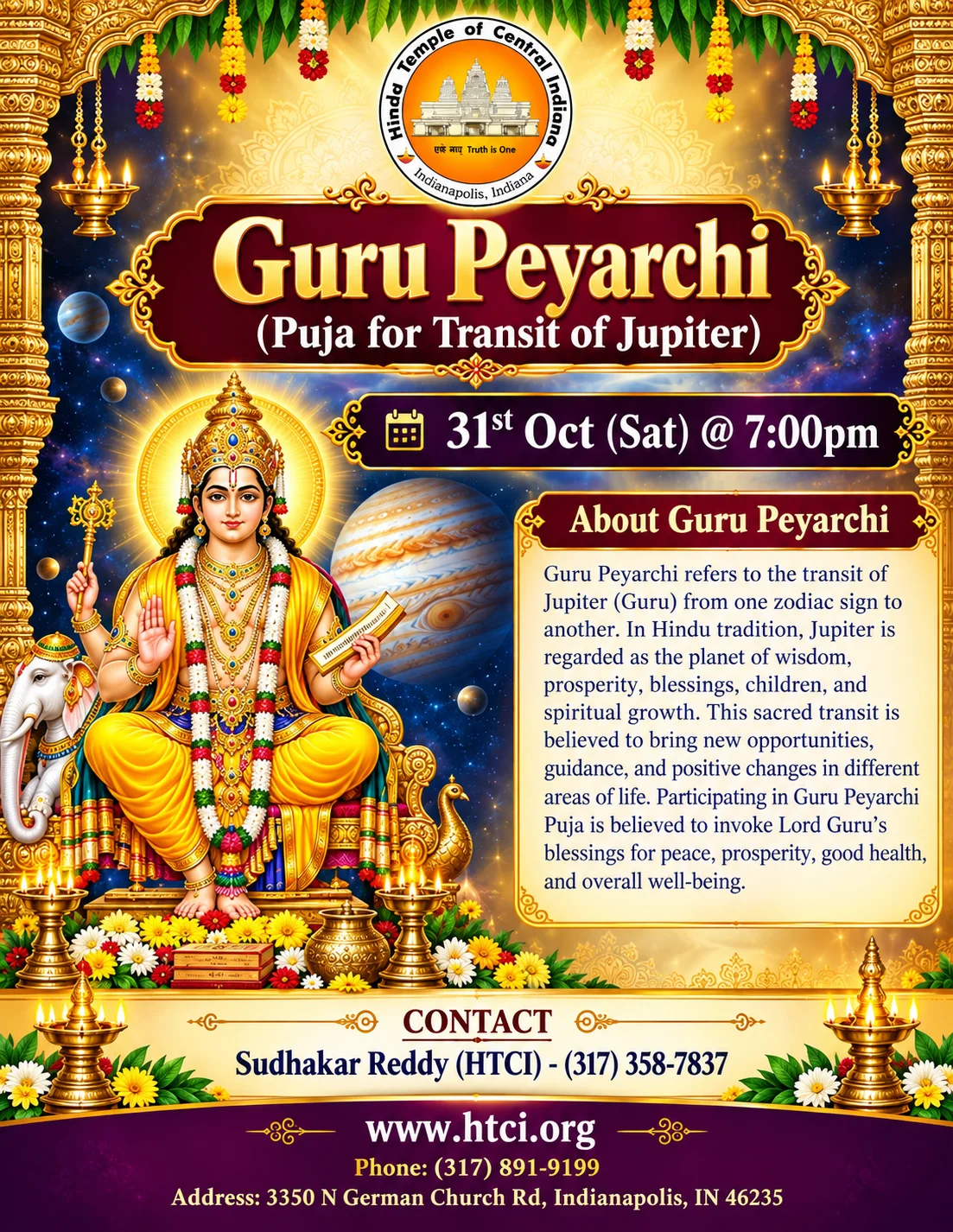 GURU PEYARCHI (PUJA FOR TRANSIT OF JUPITER)