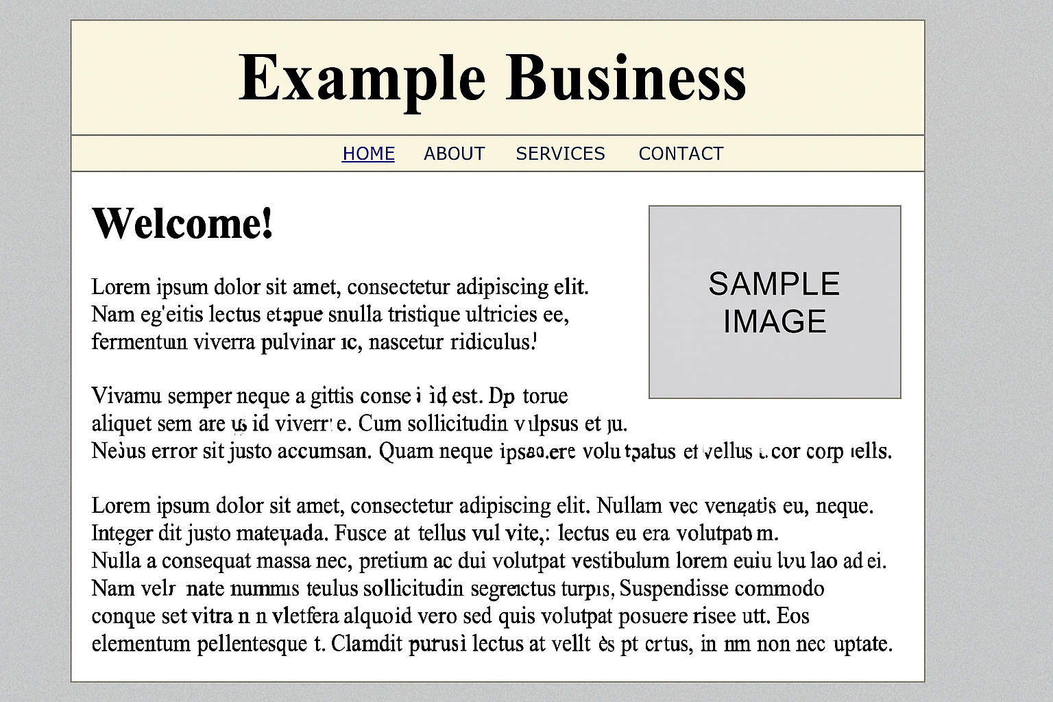 Old website design