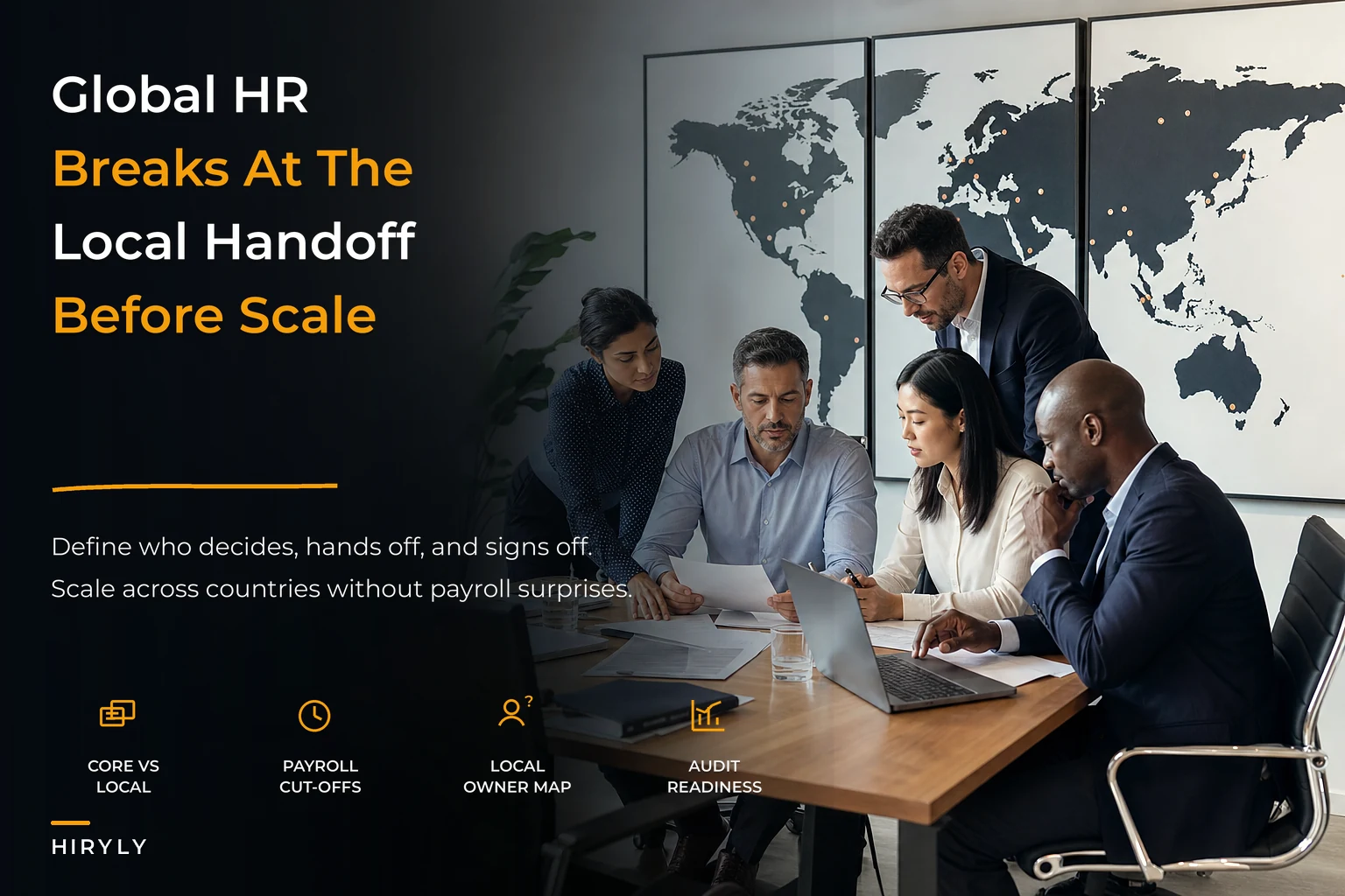 Global HR operating model for scale-ups and local owner mapping