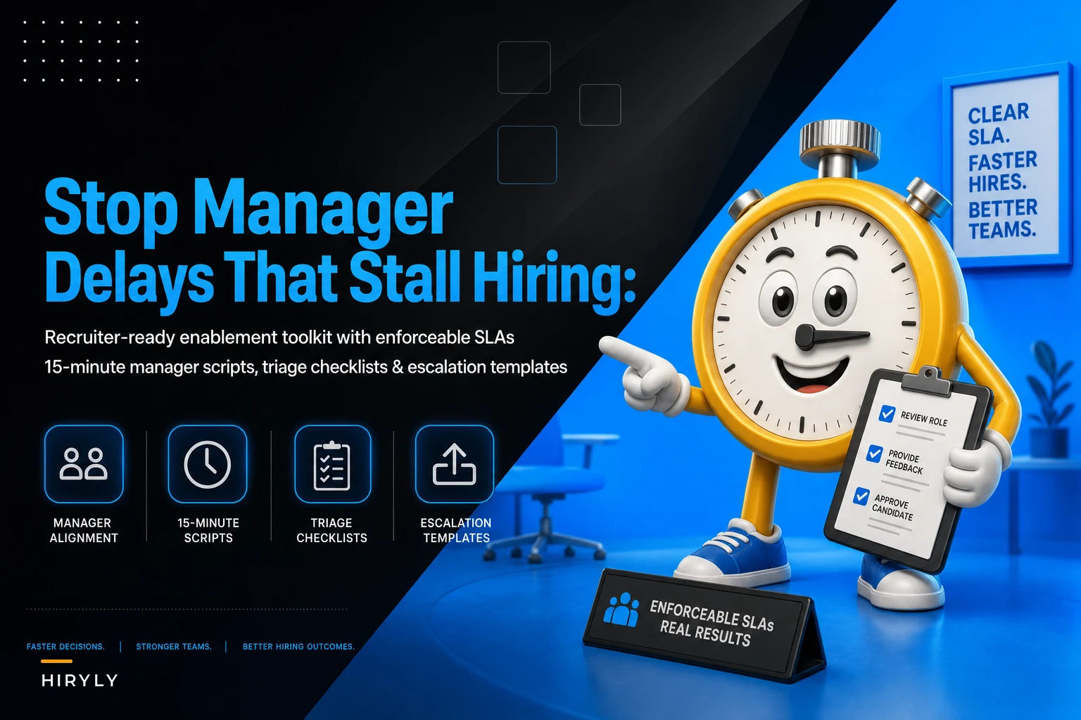 Stop manager delays that stall hiring: a recruiter-ready hiring manager enablement toolkit with SLAs and 15-minute scripts