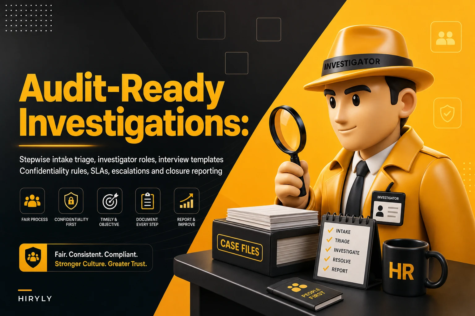 Turn messy complaints into auditable outcomes: a workplace investigation workflow with intake triage, investigator roles and closure reporting