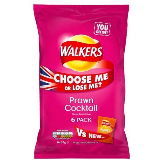 Walkers Prawn Cocktail Crisps 6 x 25g