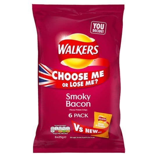 Walkers Smoky Bacon Crisps 6 x 25g