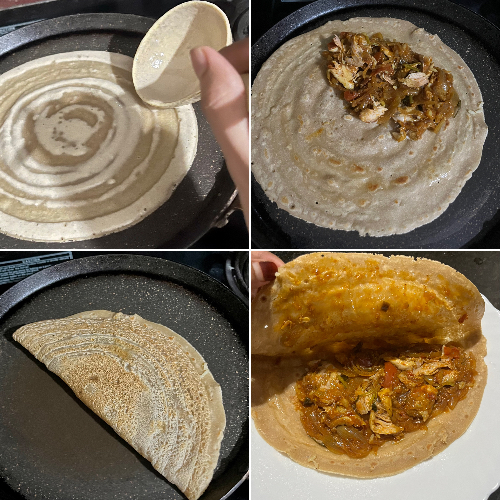 Chicken stuffed dosa/chicken dosa