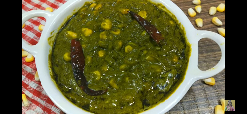 Palak corn ki sabzi  ( spinach corn vegetable)