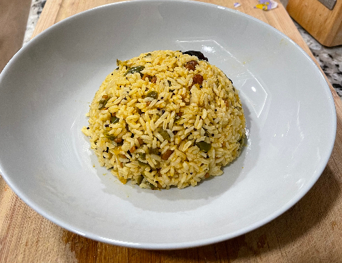 Simple Capsicum rice with no extra masala