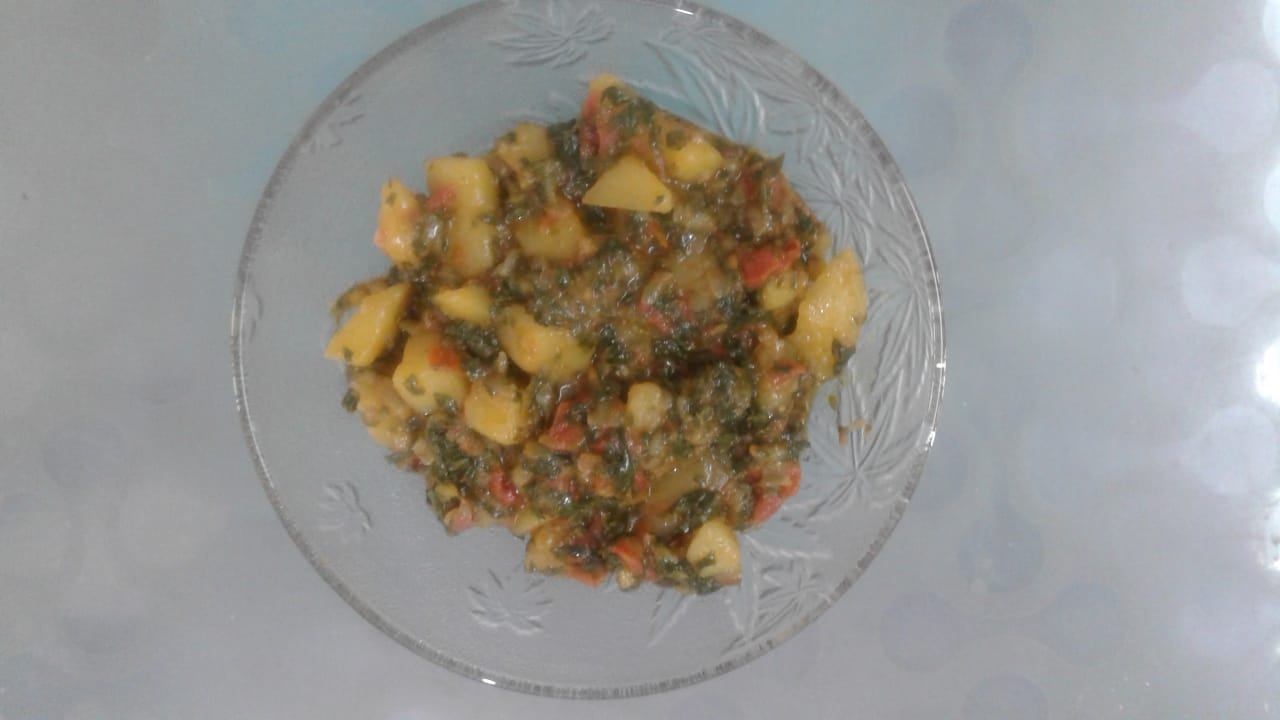 Aloo-methi sabji/Potato-fenugreek leaves curry