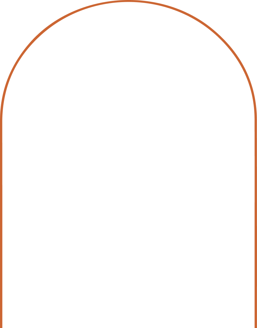 An orange arch-like shape used as a background for styling