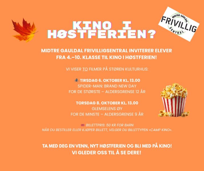 Kino i høstferien for 4.-10. klasse