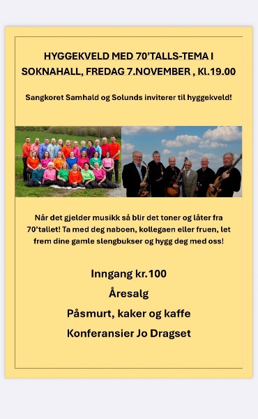 Hyggekveld med 70’talls-tema, Sangkoret Samhald og Solunds