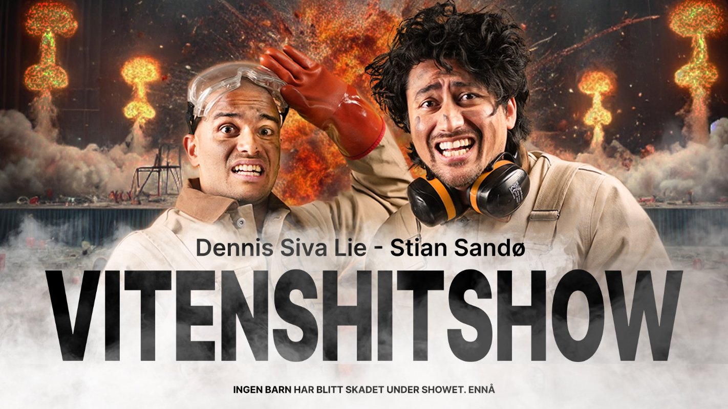 May be an image of text that says '0自か " Dennis Siva Lie- Stian Sando VITENSHITSHO SHITSHOW INGEN BARN HAR BLITT SKADET UNDER SHOWET. ENNA'