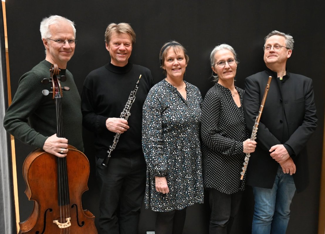 Image of cello, oboe, flute and musicians