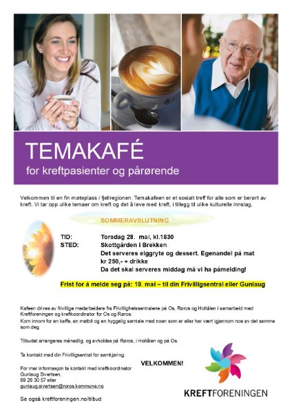 Temakafe for kreftrammede, pårørende og andre interesserte
