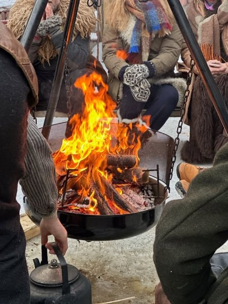 May be an image of fire and tea maker