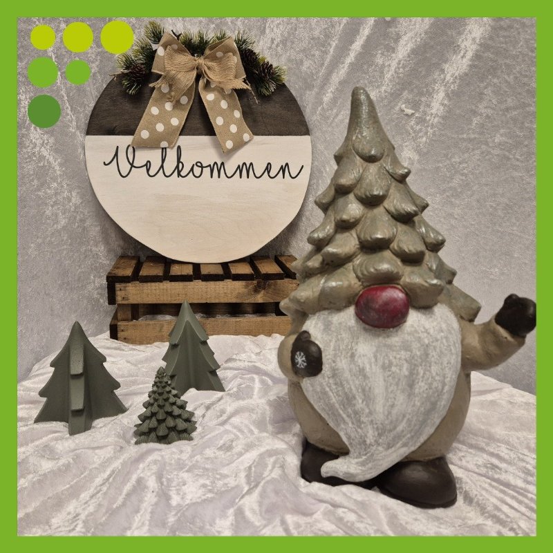 May be an image of pinecone and text that says 'ም Vilkommen'