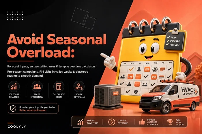 Avoid seasonal overload: capacity planning and overtime-minimization playbook for HVAC businesses