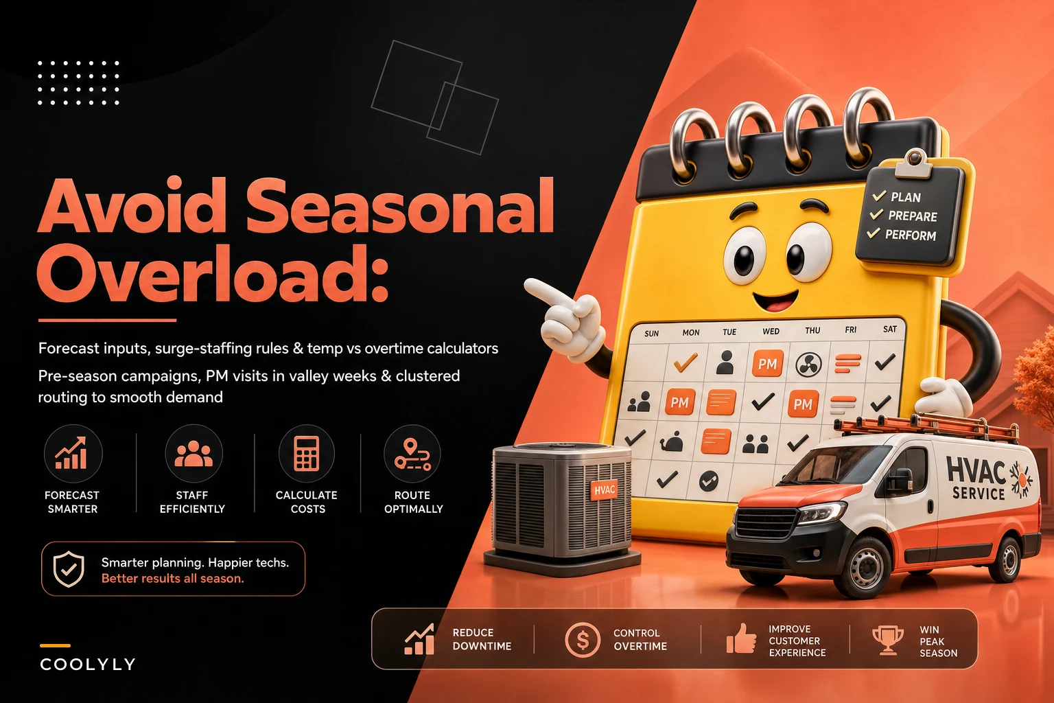 Avoid seasonal overload: capacity planning and overtime-minimization playbook for HVAC businesses