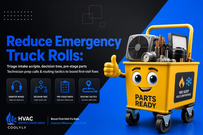 Reduce emergency truck rolls with a triage-and-prestage playbook for HVAC calls