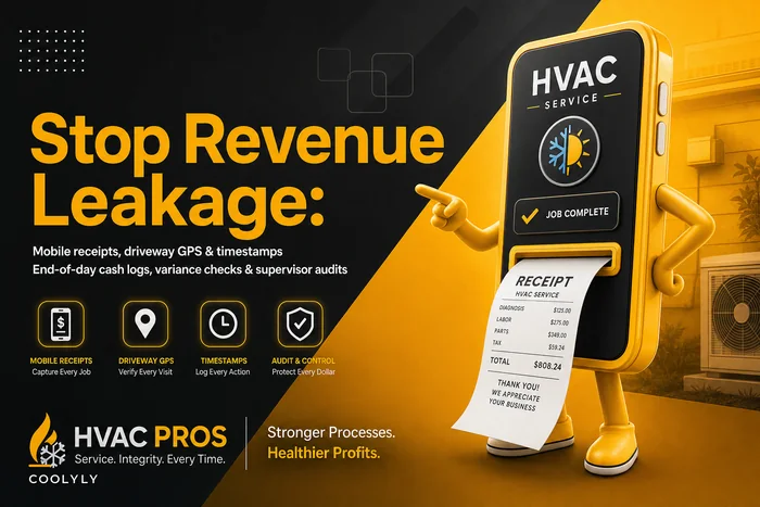 Stop revenue leakage: field cash collection and petty-cash controls with mobile receipts and end-of-day reconciliation for HVAC