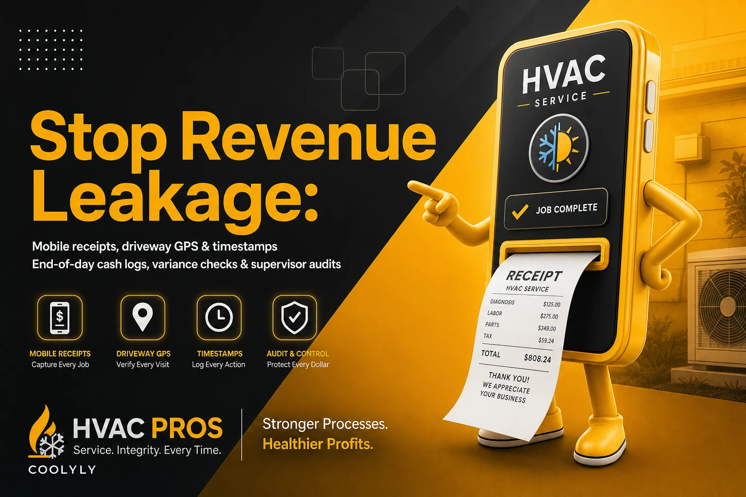 Stop revenue leakage: field cash collection and petty-cash controls with mobile receipts and end-of-day reconciliation for HVAC