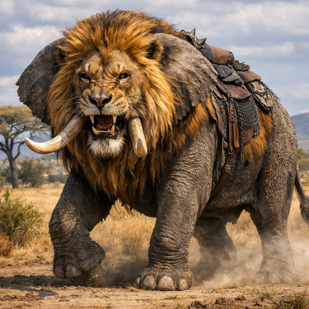 Elephlion, hybrid of Elephant and Lion
