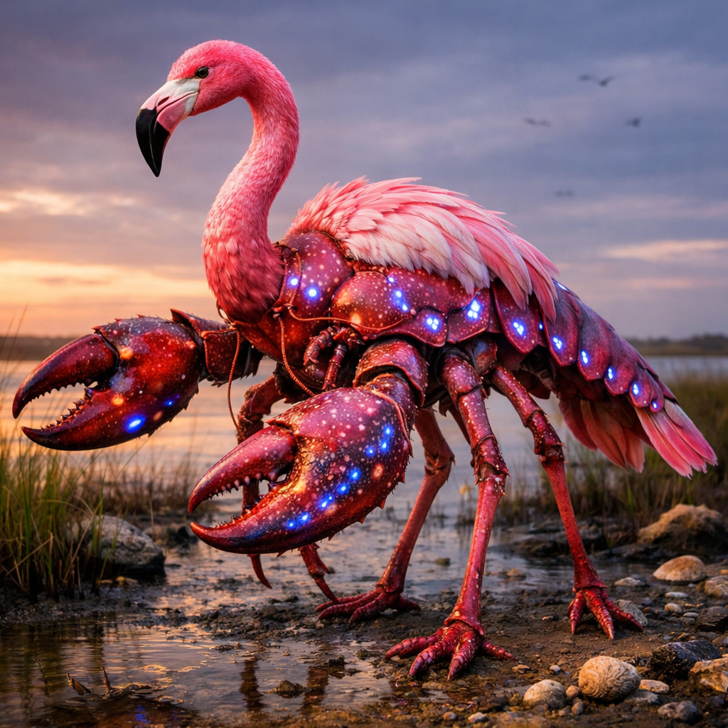 Flamboster, hybrid of Flamingo and Lobster
