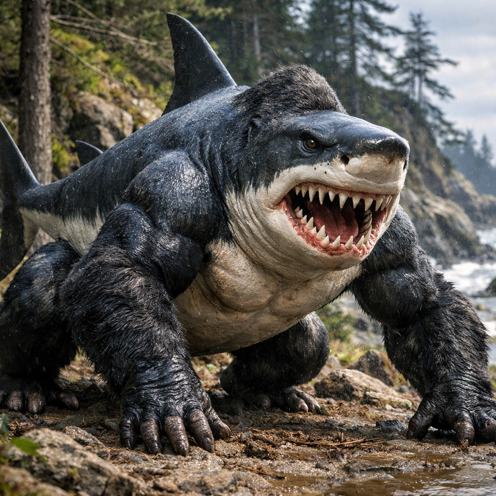 Gorilla Shark, hybrid of great white shark and Gorilla
