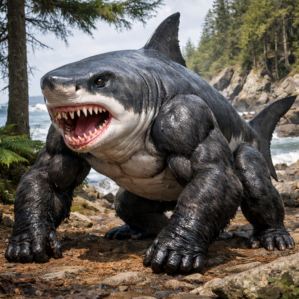 Gorilla Shark, hybrid of great white shark and Gorilla