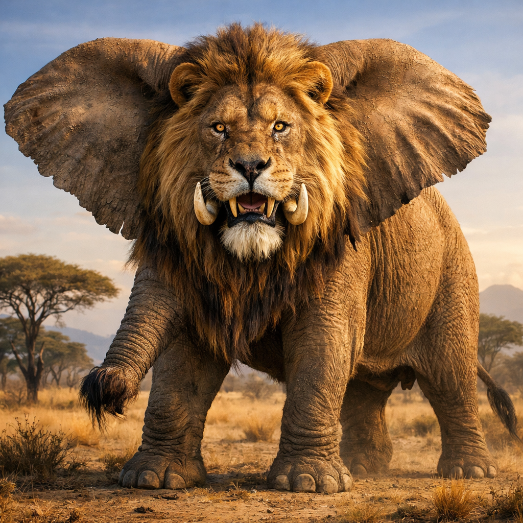 Elelion, hybrid of Elephant and Lion