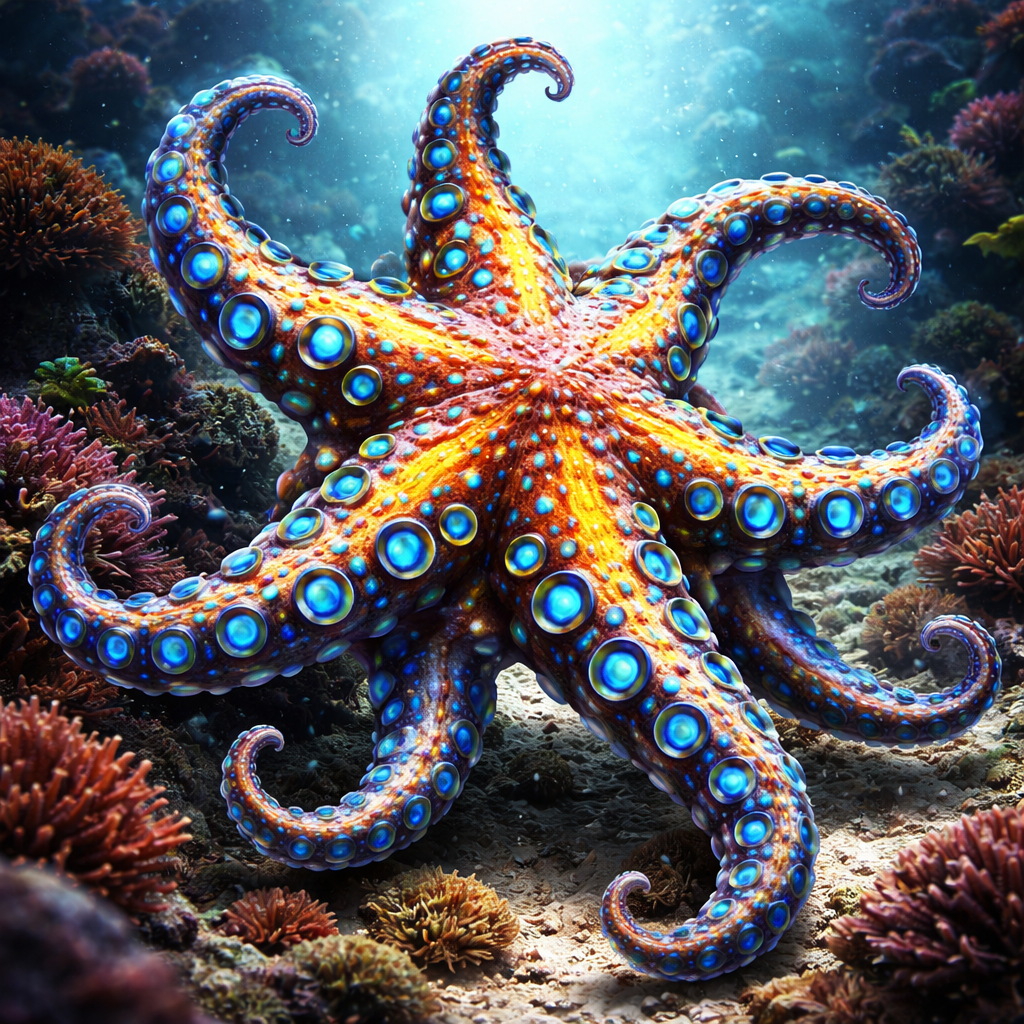 OctoStar, hybrid of blue ring octopus and Starfish