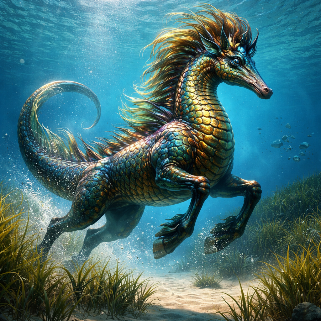 Seahorse Equus, hybrid of Seahorse and horse