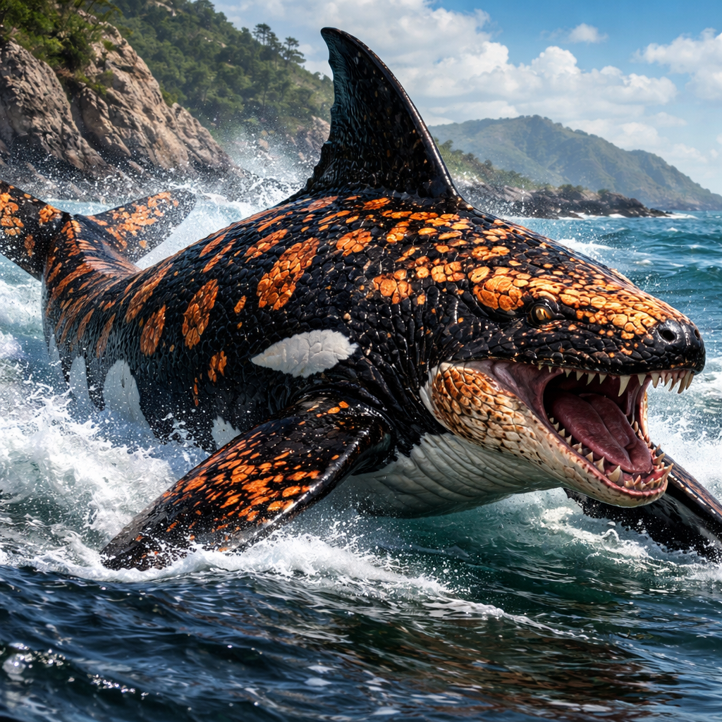 Orcila Monster, hybrid of Gila monster and orca