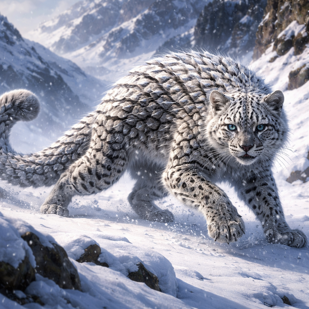 Snowgolin, hybrid of snow leopard and Pangolin