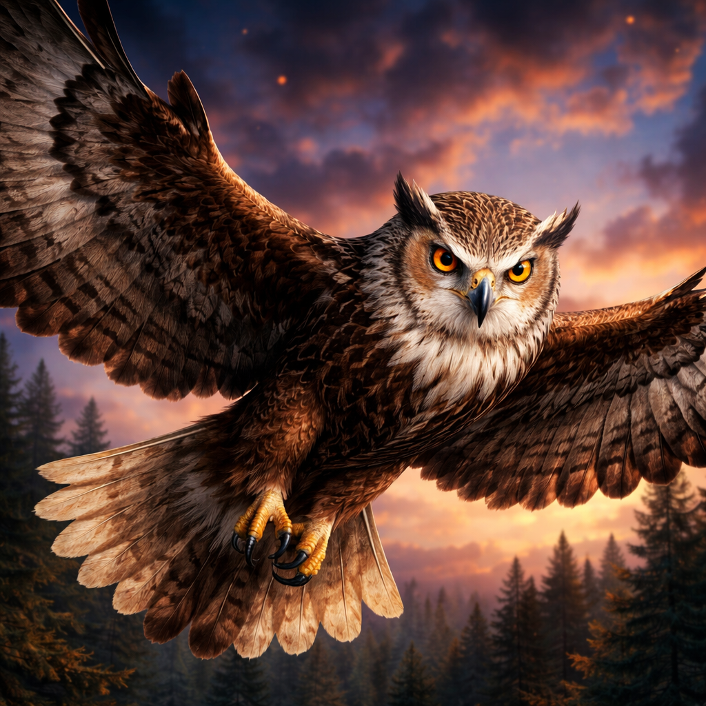 Baldowl, hybrid of Bald Eagle and Owl
