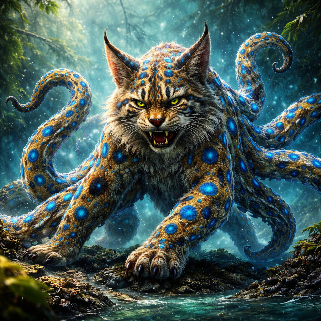 Octobob, hybrid of blue ring octopus and Bobcat