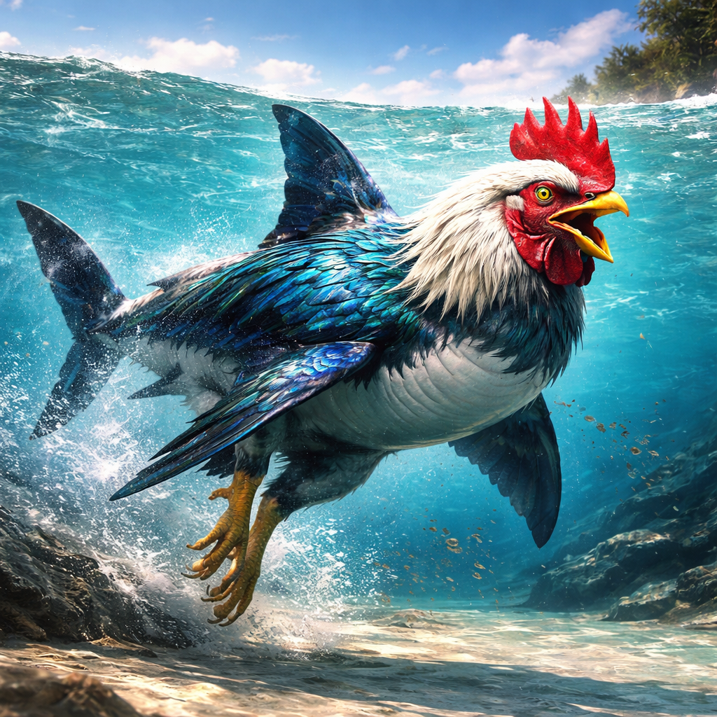 Sharkicken, hybrid of great white shark and Chicken