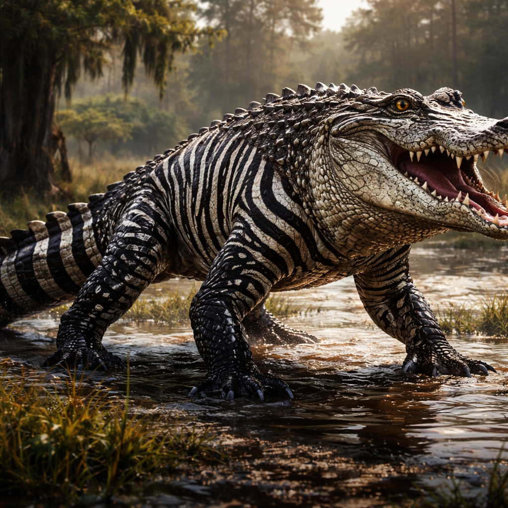 Zalligator, hybrid of Zebra and Alligator