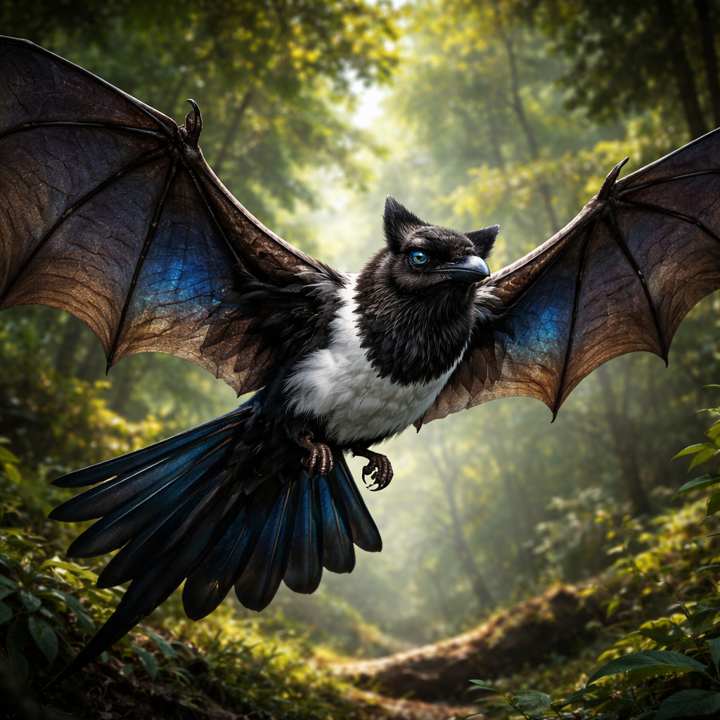 Batpie, hybrid of Bat and Magpie